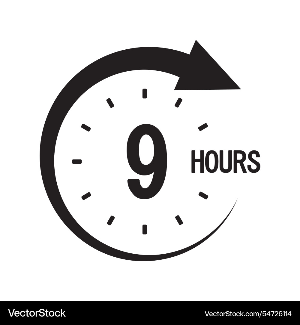 Countdown timer icon number nine focus bold 9 Countdown timer icon number nine focus bold 9 vector image