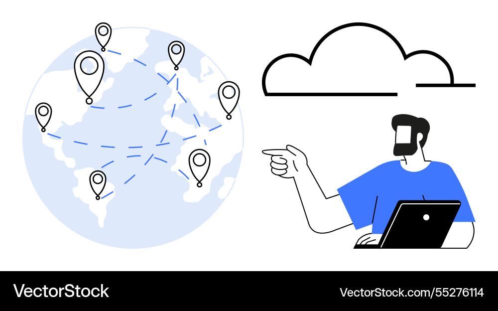 Global connectivity and cloud computing concept Global connectivity and cloud computing concept vector image