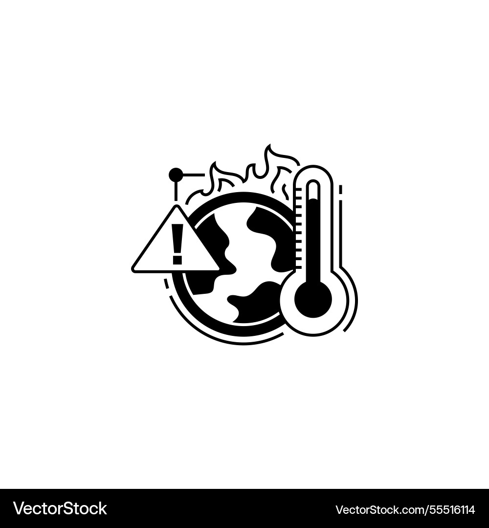 Global warming warning line icon linear style Global warming warning line icon linear style vector image