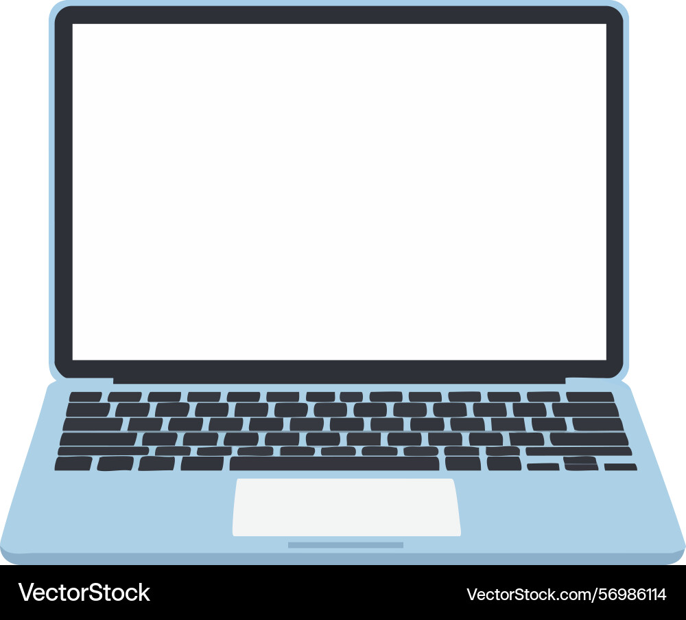 Laptop computer with blank screen open for work vector image