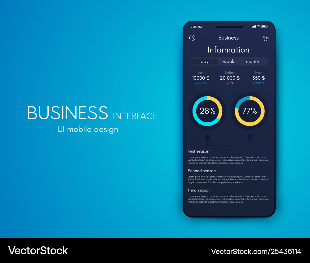 Mobile phone application for analytics stock Mobile phone application for analytics stock Vector Image