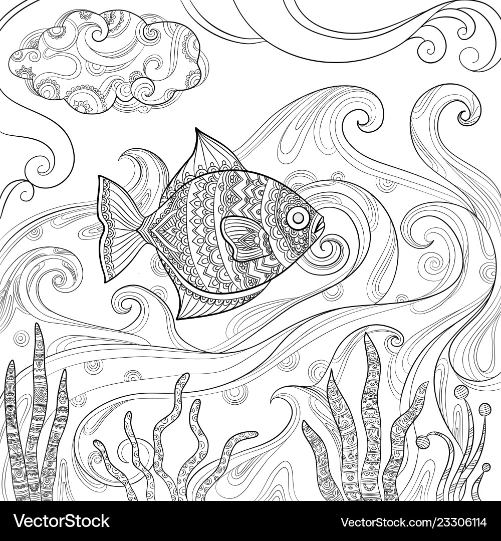 Ocean fish coloring fashion pictures of water sea Ocean fish coloring fashion pictures of water sea vector image
