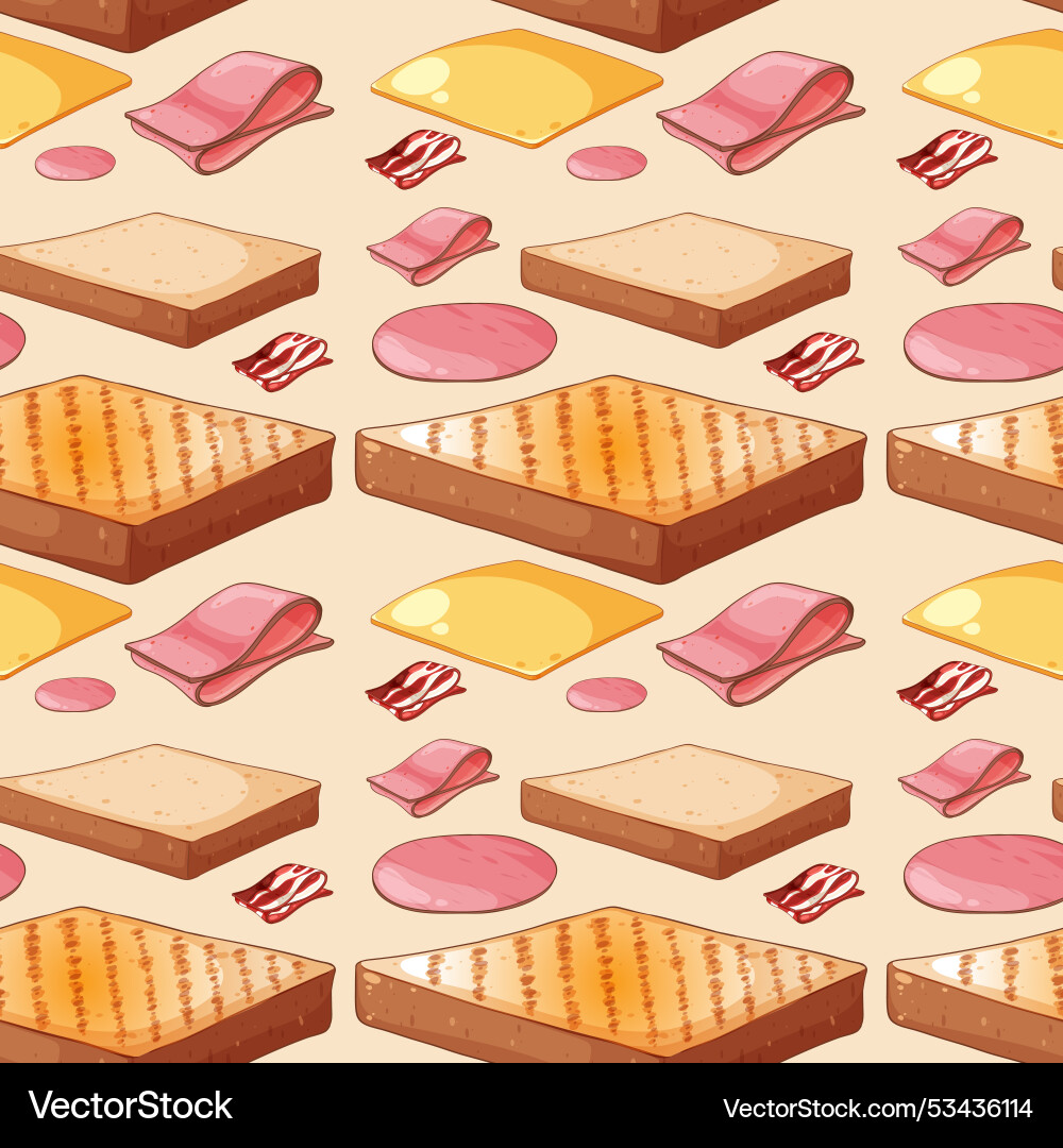 Sandwich ingredients in a repeating pattern Sandwich ingredients in a repeating pattern Vector Image