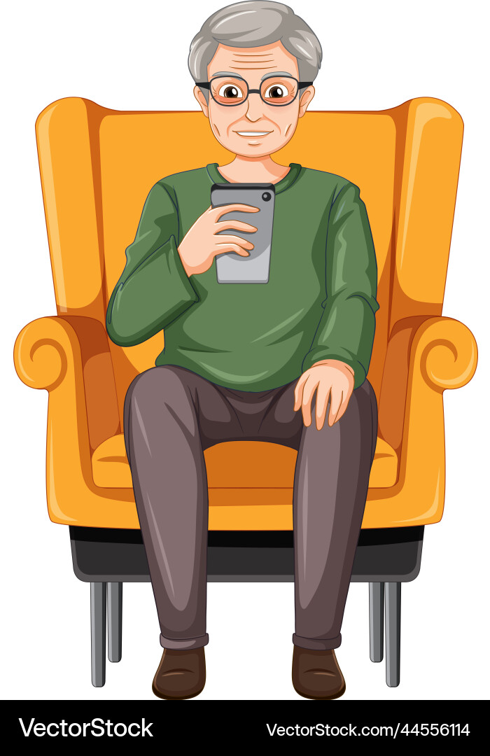 Senior man using a smartphone Royalty Free Vector Image