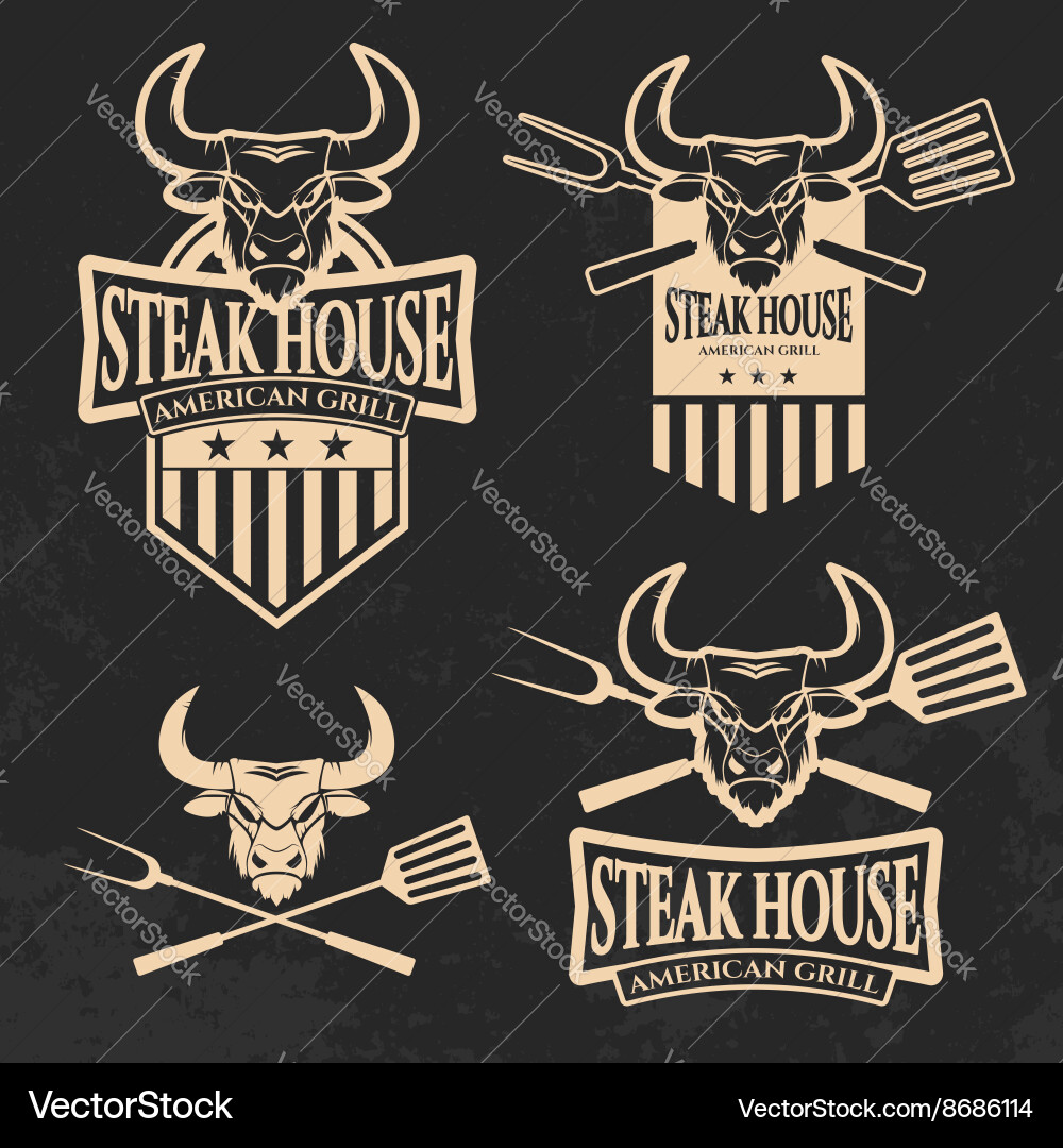 Steakhouse Emblems & Logos Vector Image