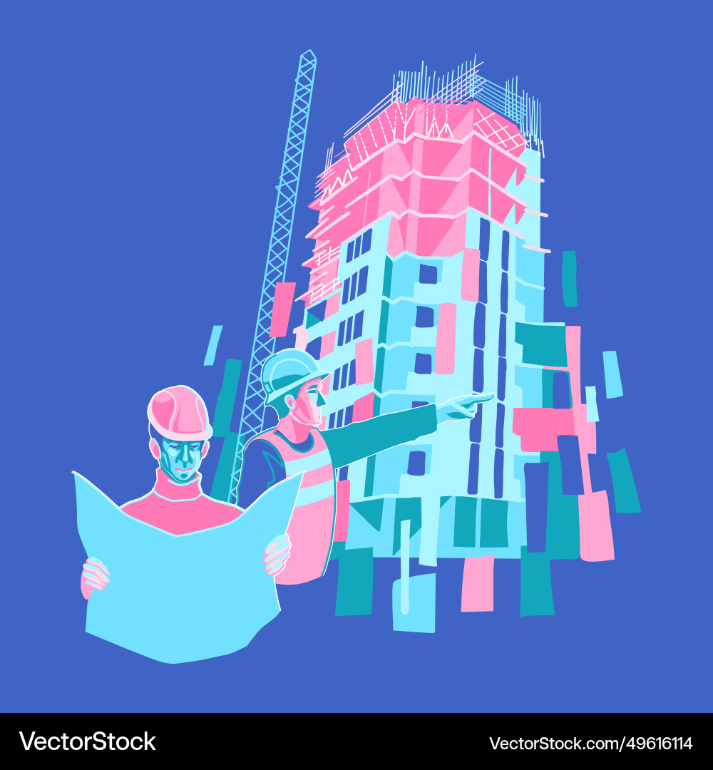 Two builders constructors or engineers vector image