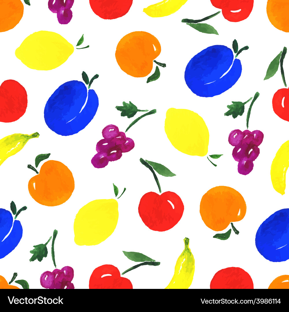 Watercolor Fruit Seamless Pattern Vector Image