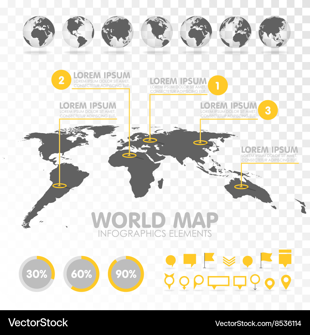 World Map with Infographic Elements vector image