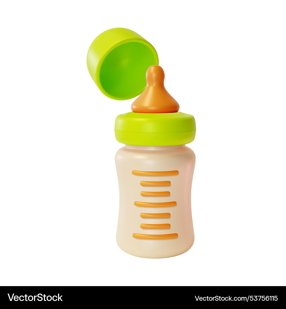 3d baby bottle with nipple newborn care accessory 3d baby bottle with nipple newborn care accessory vector image