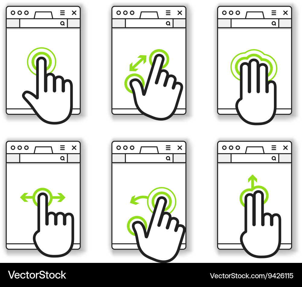 Basic human gestures using modern digital devices Vector Image