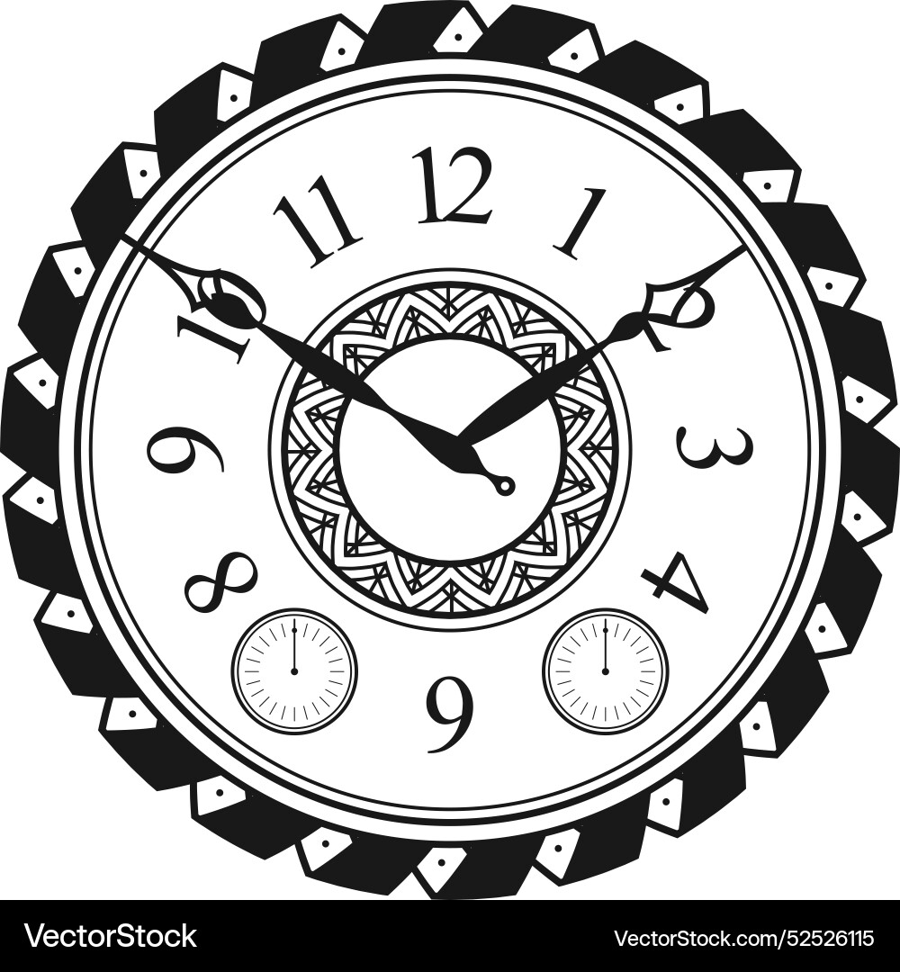 Decorative clock black drawing time watch face – Royalty-Free Vector |  VectorStock, image size:1000x1080