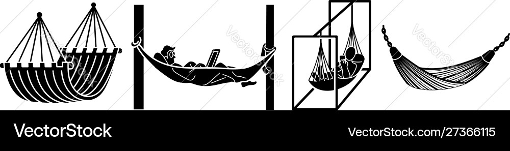 Hammock icons set simple style Hammock icons set simple style vector image