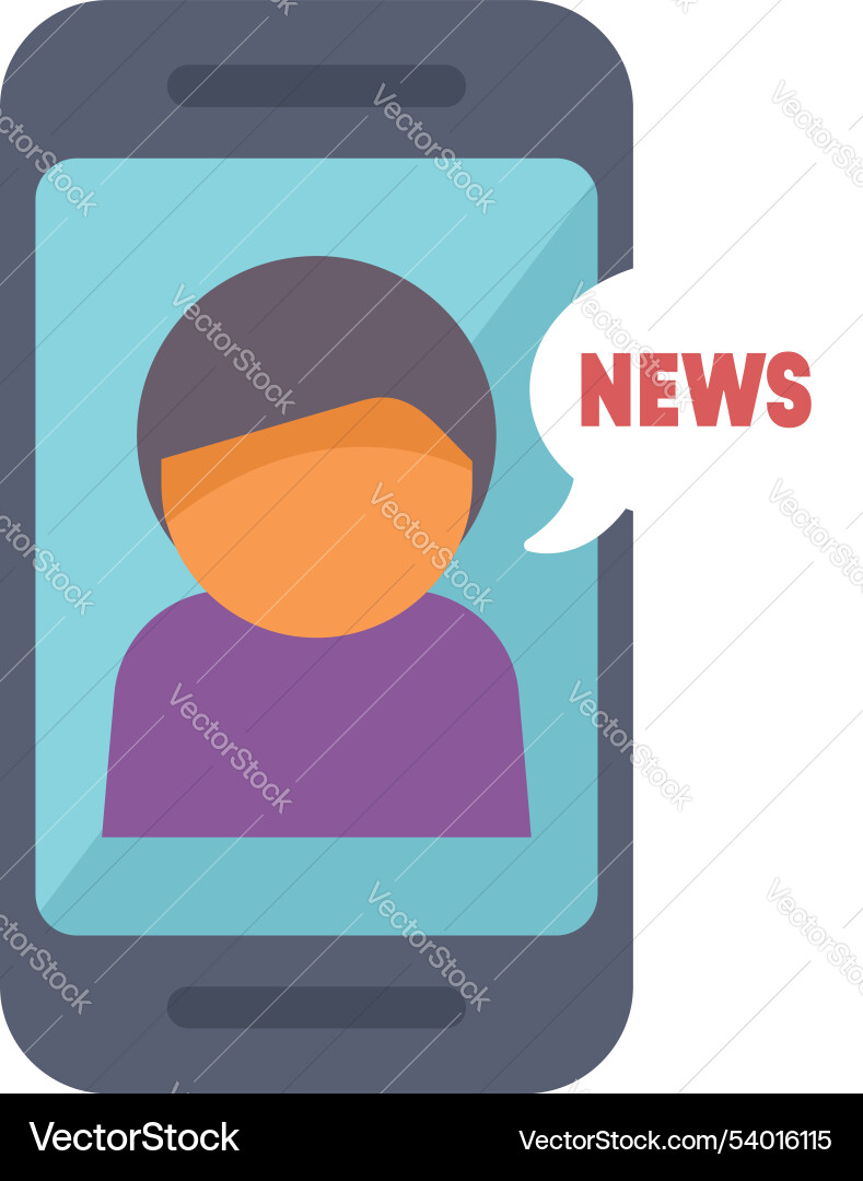 Journalist giving news on smartphone screen icon Journalist giving news on smartphone screen icon vector image