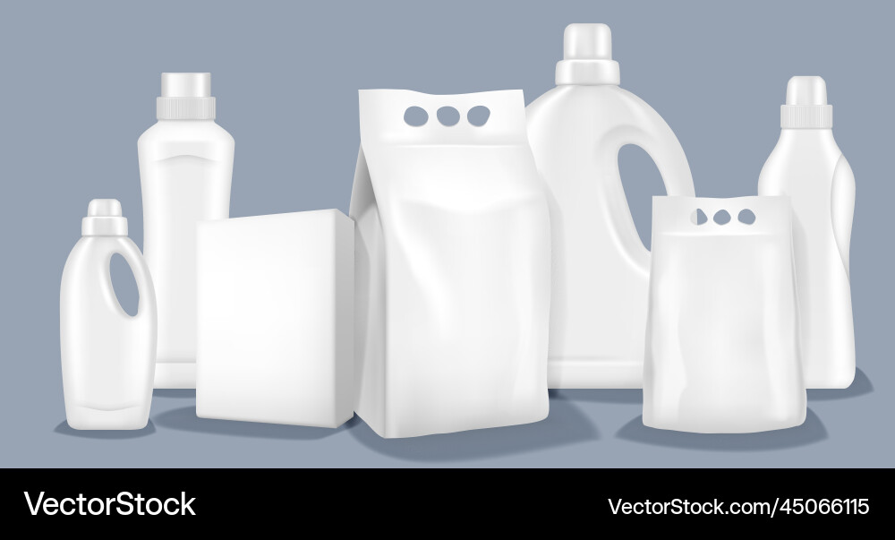 Laundry detergent bottles and container set Laundry detergent bottles and container set vector image