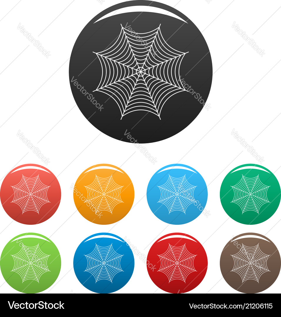 Nice spiderweb icons set color Vector Image