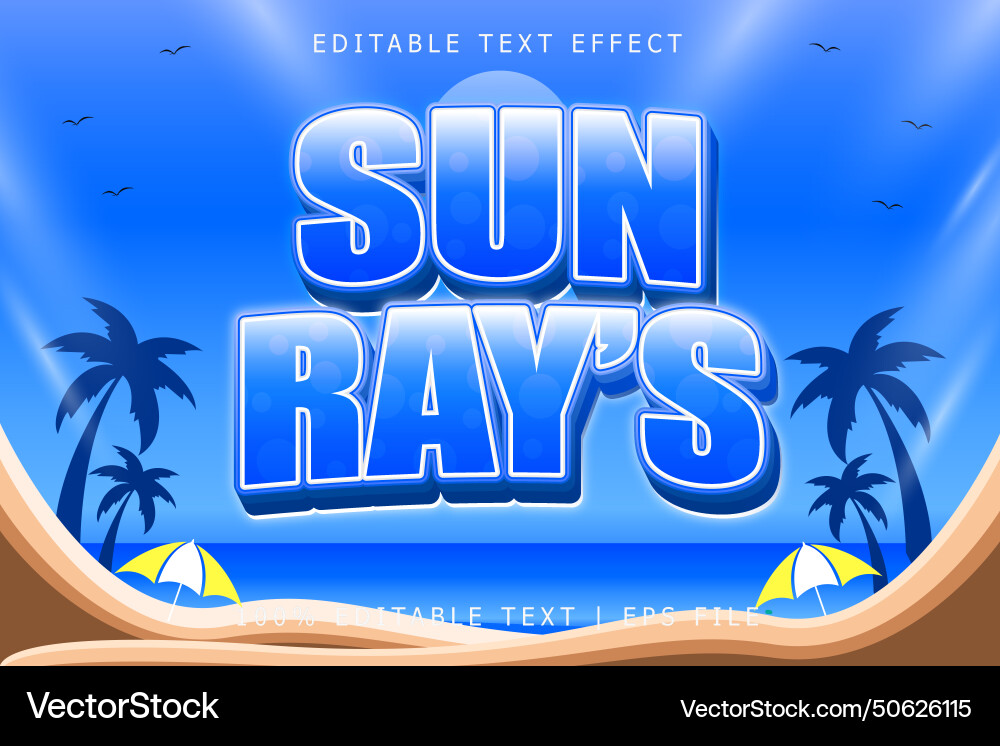 Sun rays editable text effect 3 dimension emboss Sun rays editable text effect 3 dimension emboss vector image