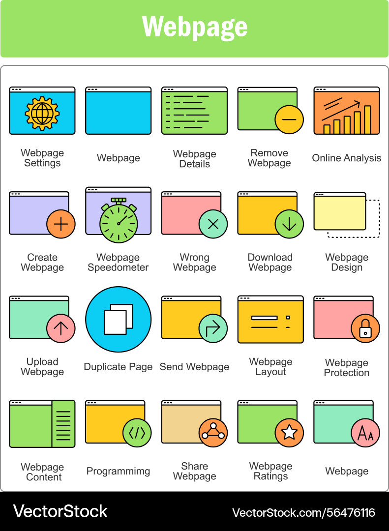 A set of 20 webpage icons as settings vector image