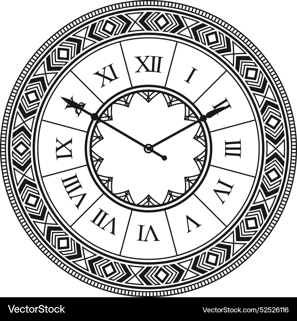 Antique time watch face hour clock drawing – Royalty-Free Vector |  VectorStock, image size:1000x1080