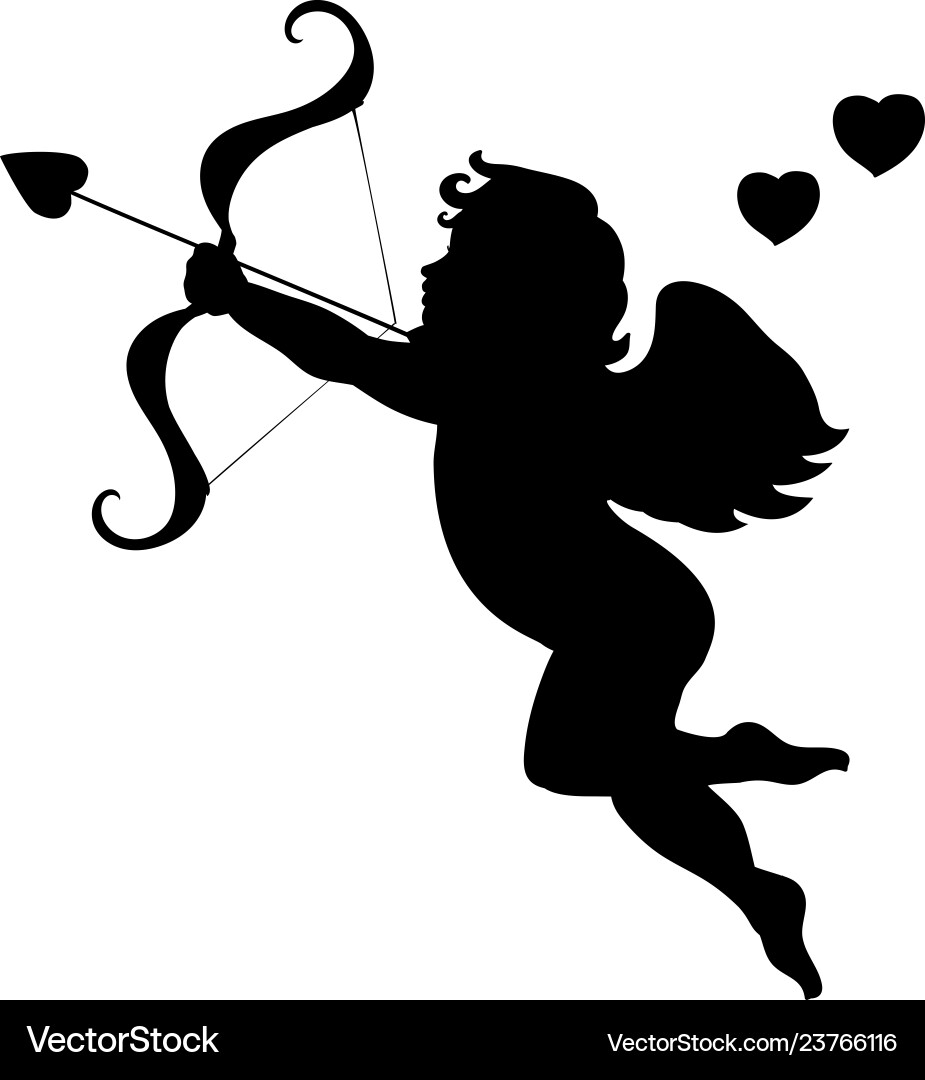 Cupid Silhouette - Love & Mythology Vector Image