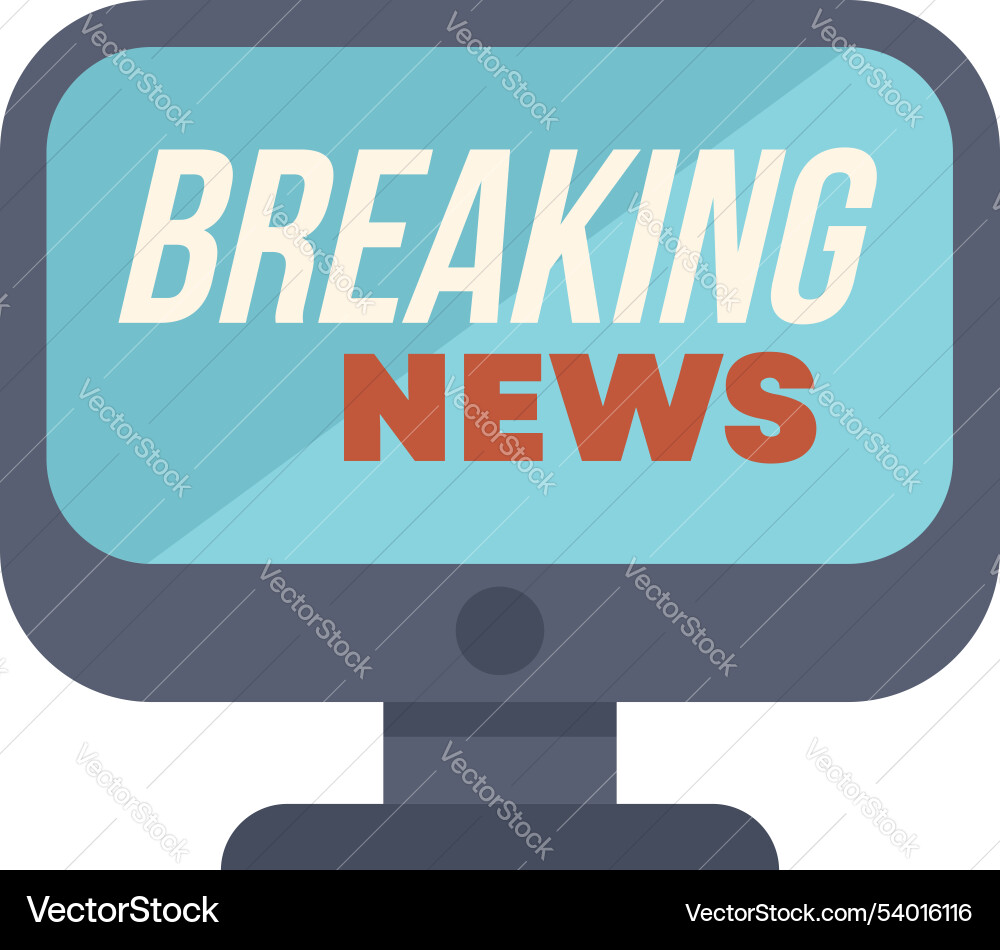 Desktop computer displaying breaking news Desktop computer displaying breaking news vector image