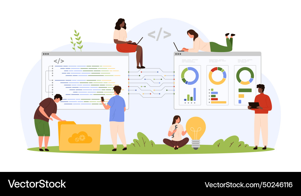 Front and back end software development tiny Front and back end software development tiny vector image