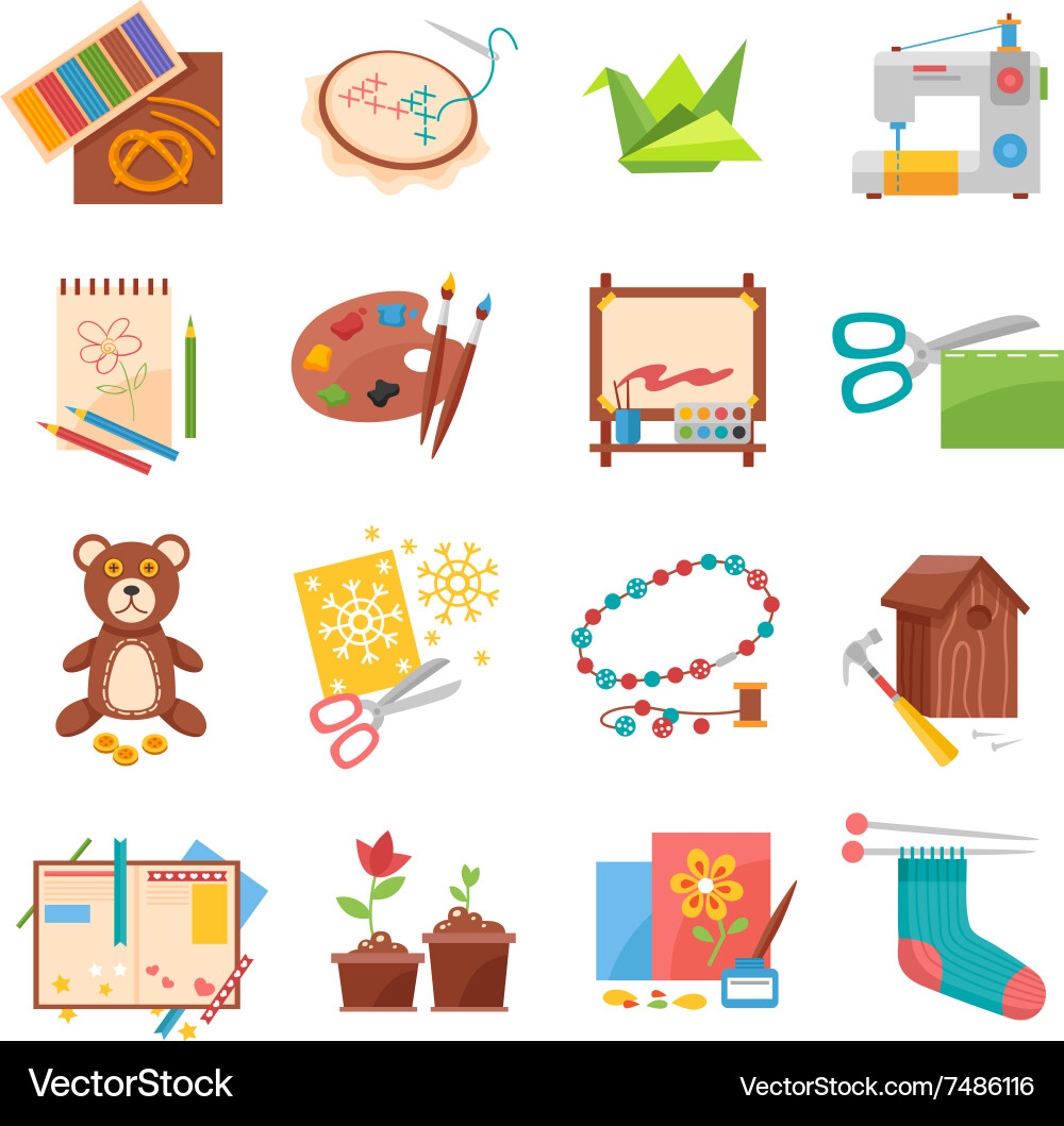 Hobbies icons set Royalty Free Vector Image - VectorStock