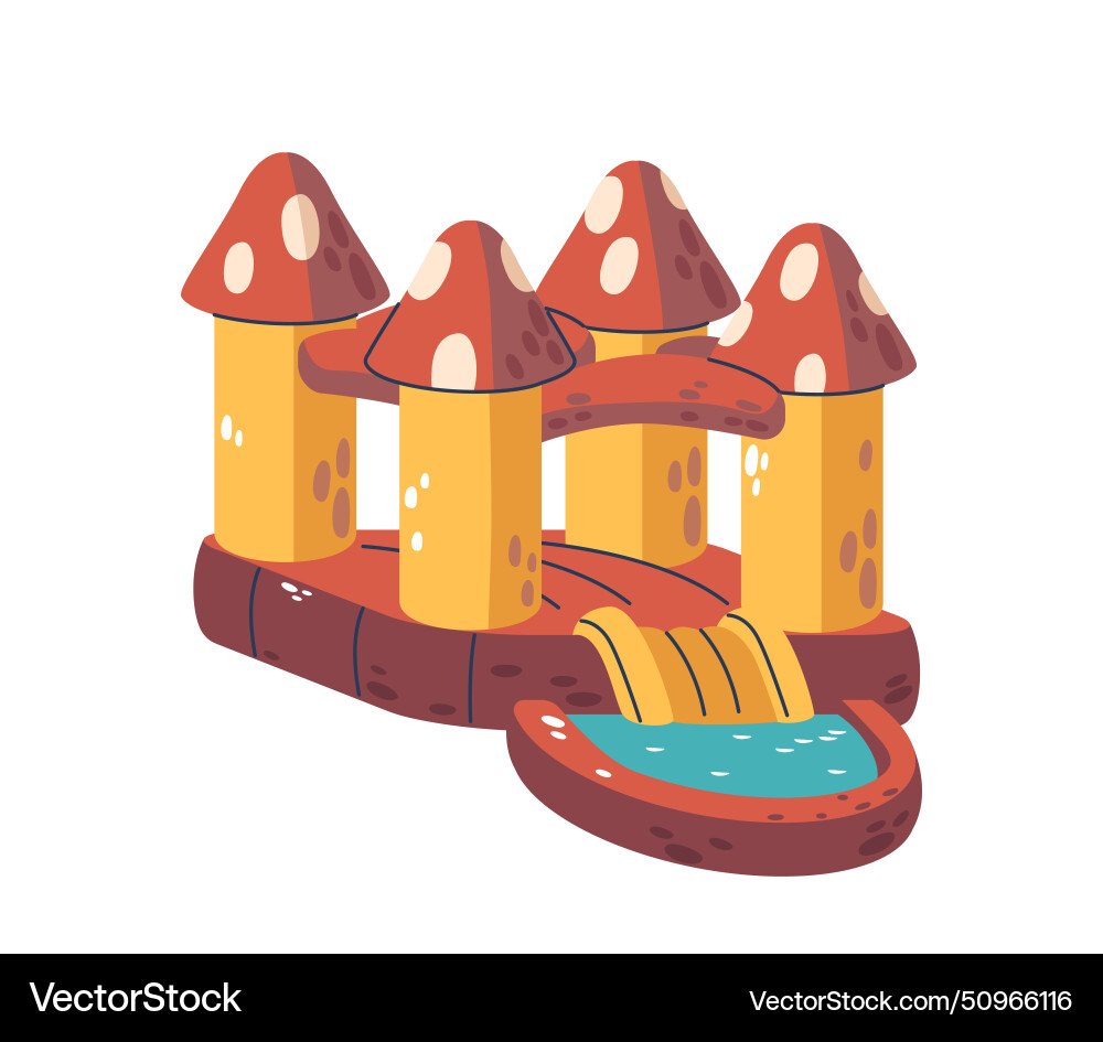 Inflatable mushroom slide with attached pool Inflatable mushroom slide with attached pool vector image