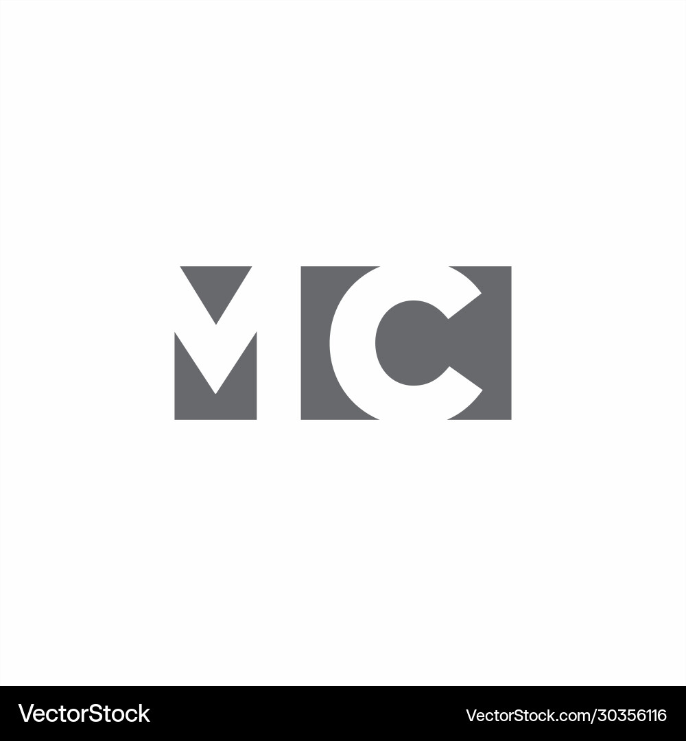 Mc logo monogram with negative space style design Mc logo monogram with negative space style design vector image