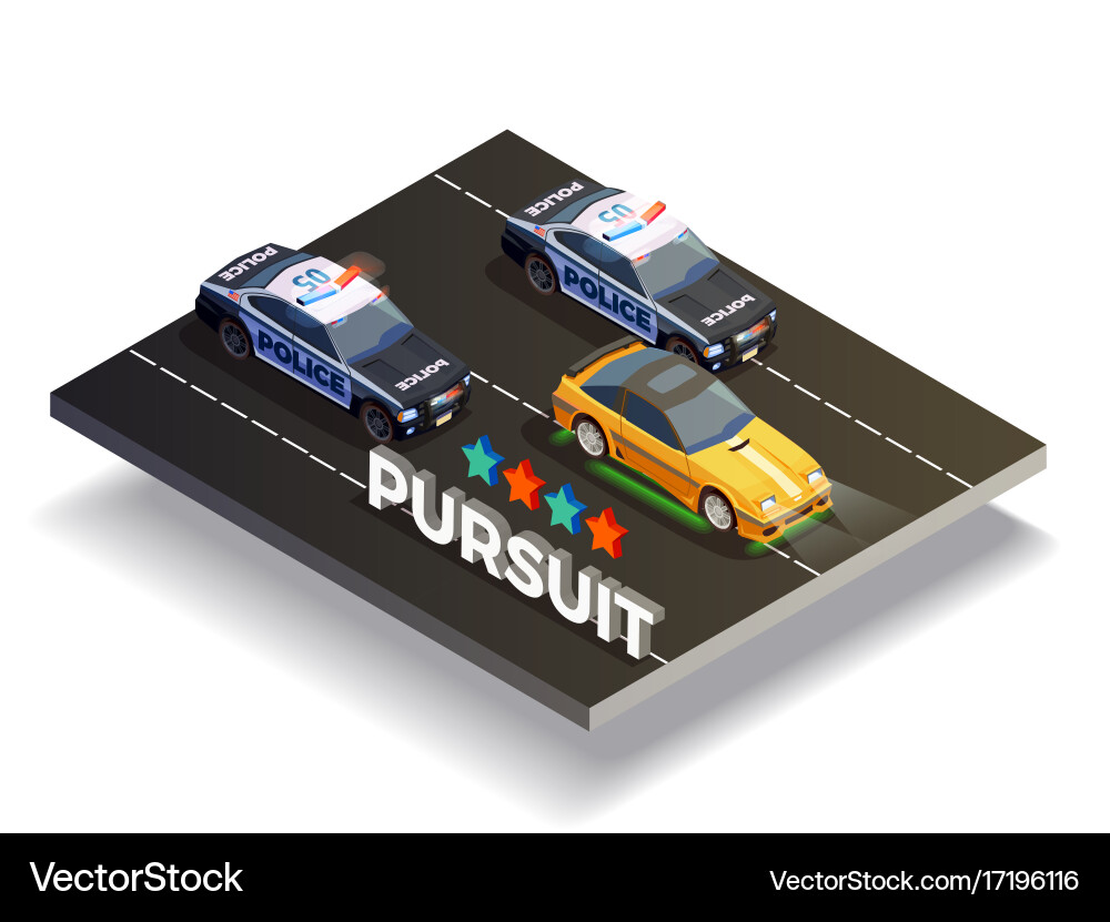 Pursuit street racing composition Vector Image