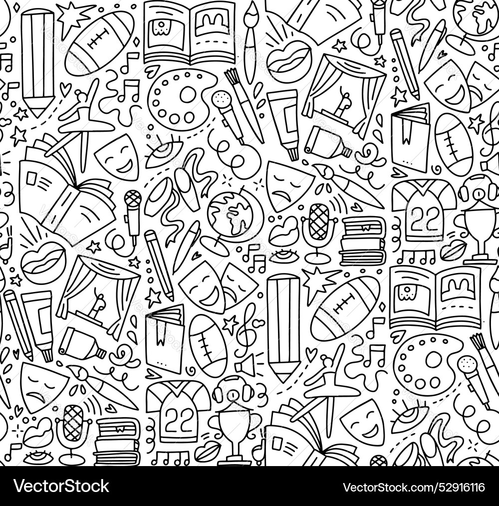 Seamless pattern with collection of doodle-style Vector Image
