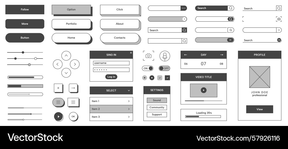 Simple ui button icons modern minimal web Simple ui button icons modern minimal web Vector Image