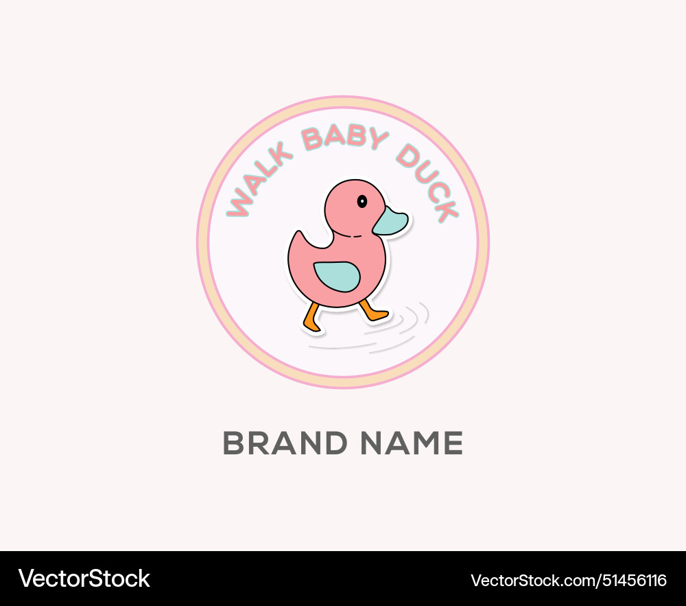 Walking baby duck logo design template Royalty Free Vector