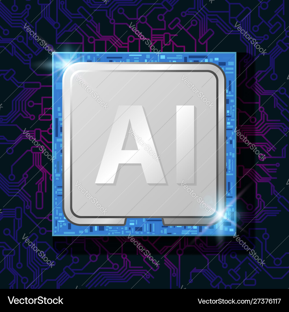 Artificial intelligence ai on cpu chip Artificial intelligence ai on cpu chip Vector Image