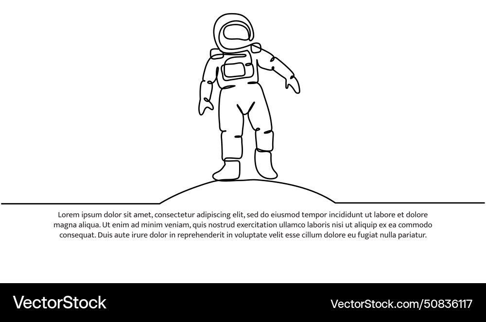 Continuous line design of spaceman travel concept Vector Image