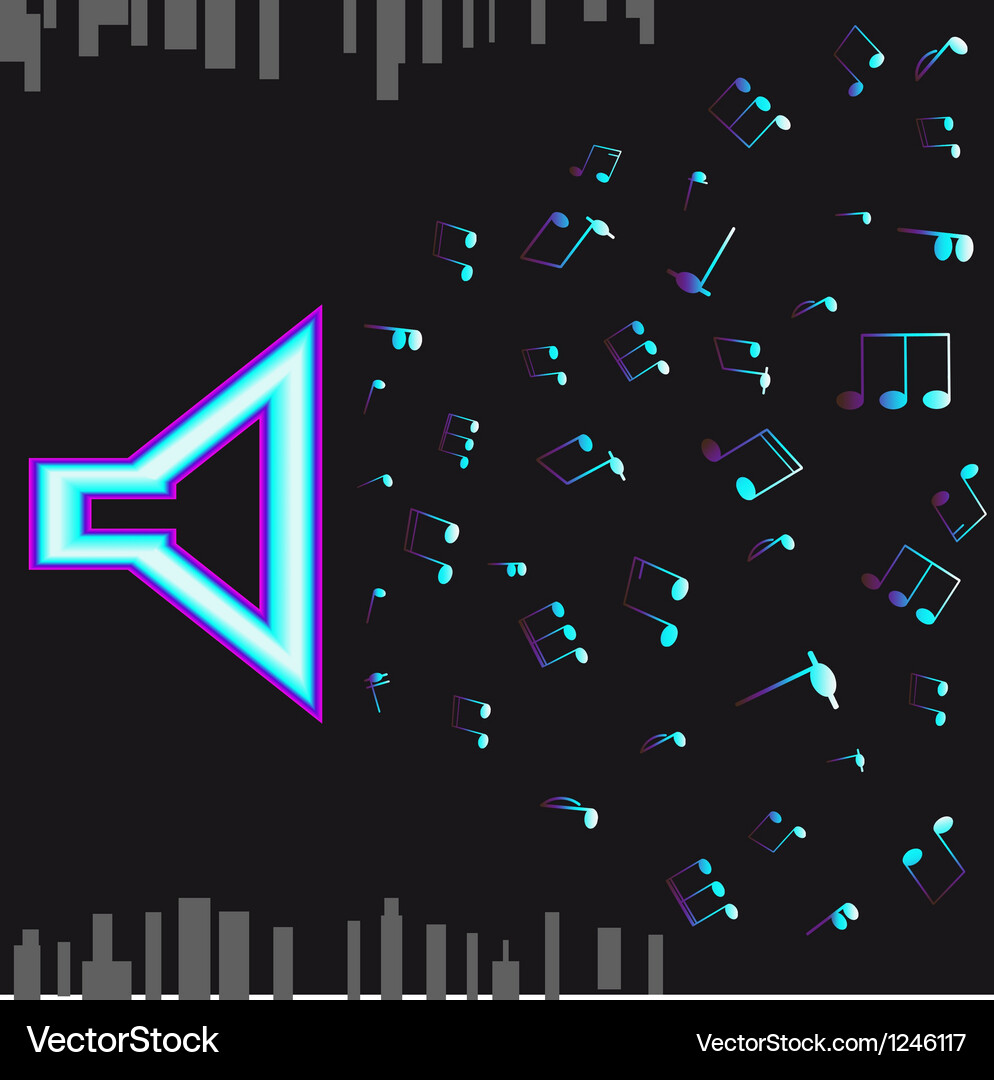 Dynamic black silhouette with notes a isolated Vector Image