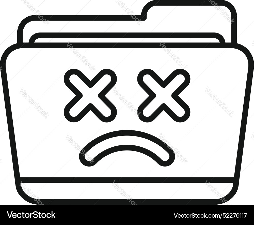 File folder showing a sad face with crosses File folder showing a sad face with crosses vector image