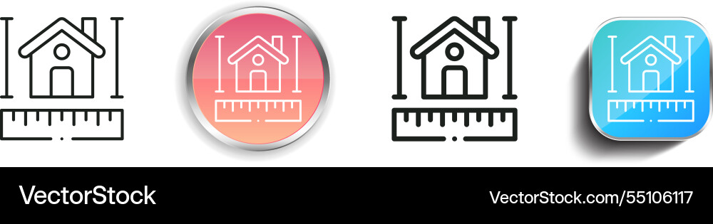 House design icon thin linear regular and button House design icon thin linear regular and button Vector Image