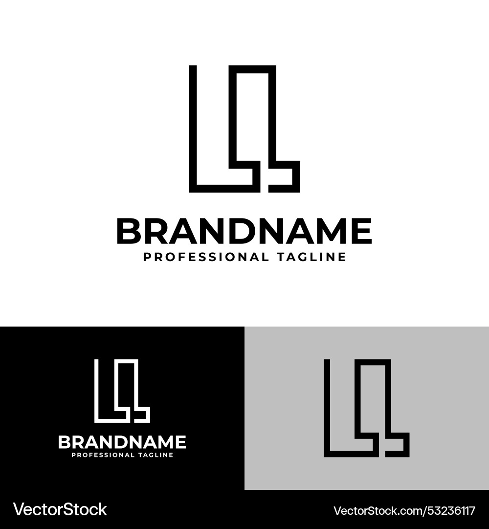 LL Monoline Logo - Minimalist Initials vector image