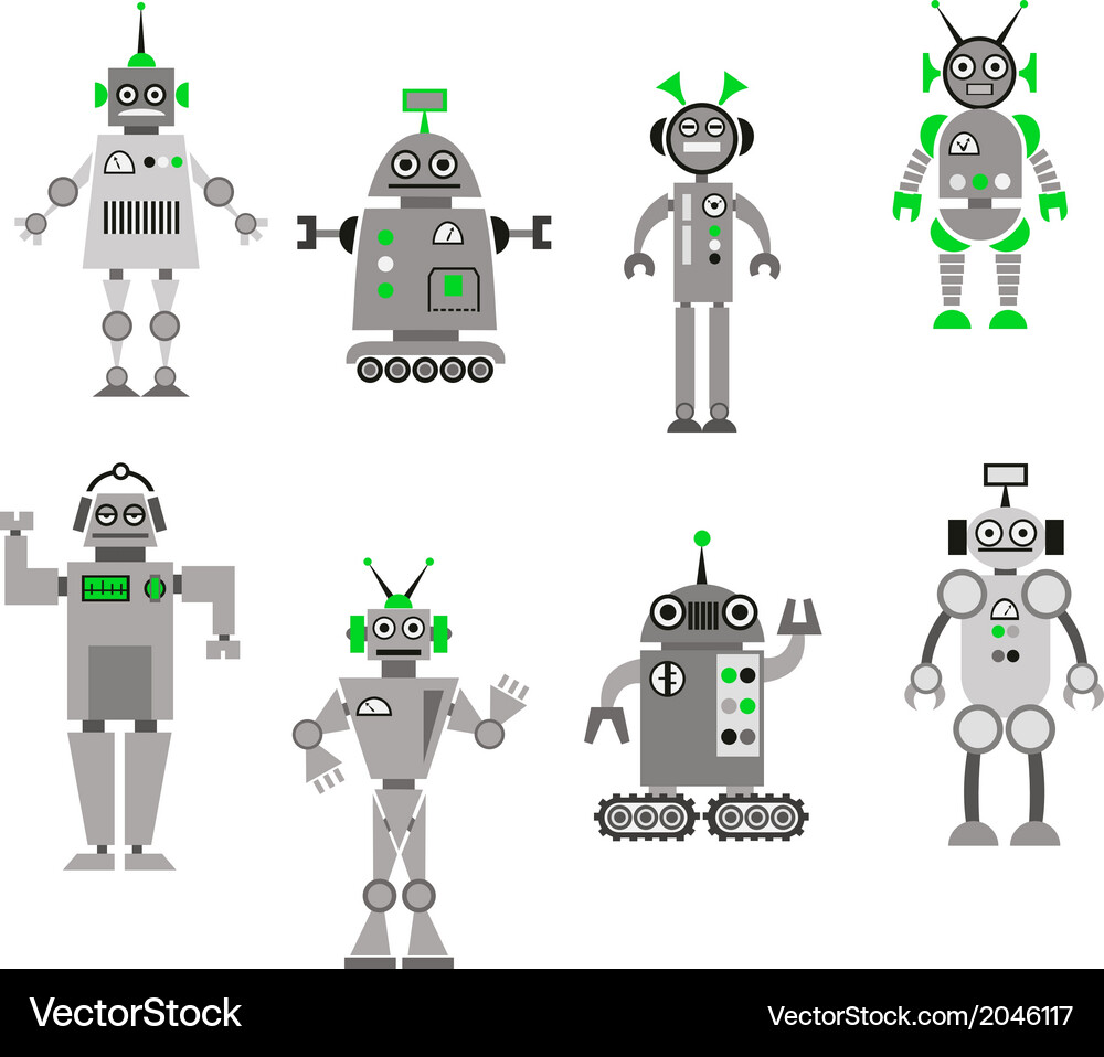 Modern Robot Icons Vector Image