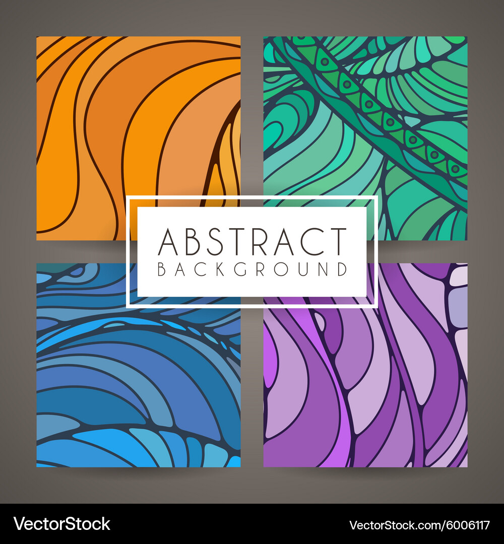 Set of four colorful intricate patterns Vector Image