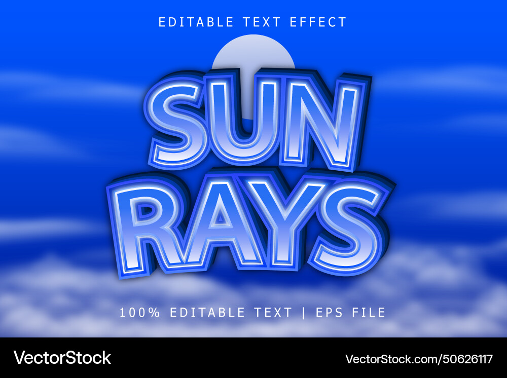 Sun rays editable text effect 3 dimension emboss Sun rays editable text effect 3 dimension emboss vector image