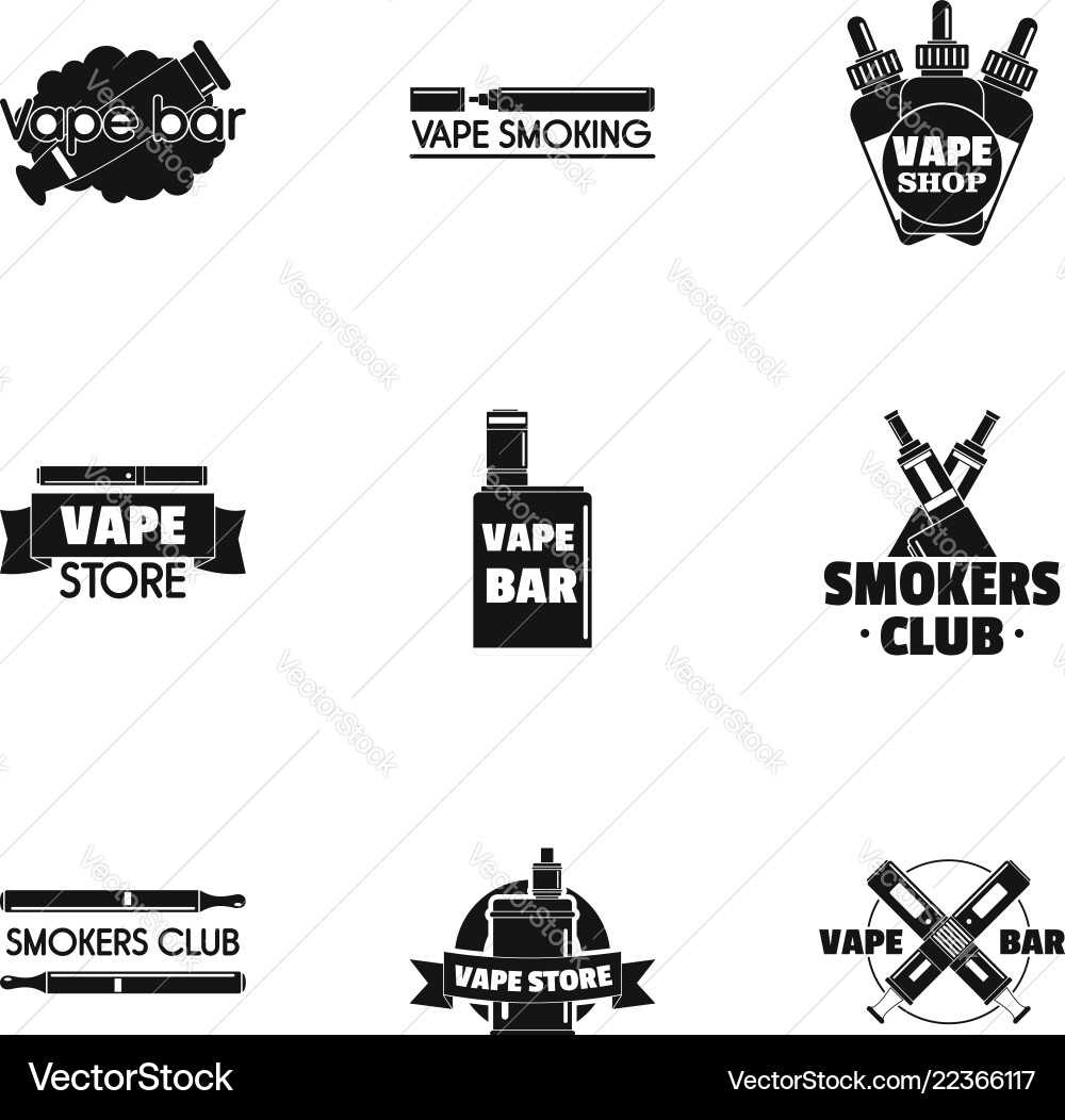 Vape logo set simple style Royalty Free Vector Image