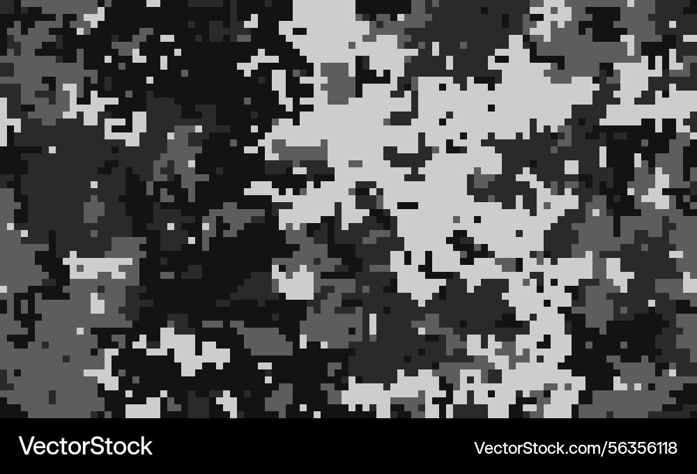 Abstract grayscale pixelated camouflage pattern Vector Image