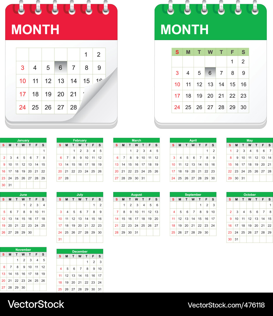 Calendar Icon Set - Modern Style Royalty Free Vector Image