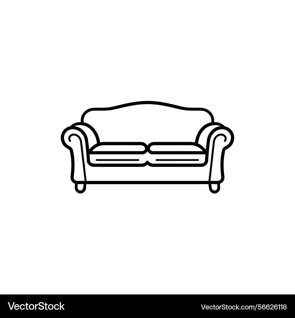 Minimalist couch icon design with rounded edges vector image