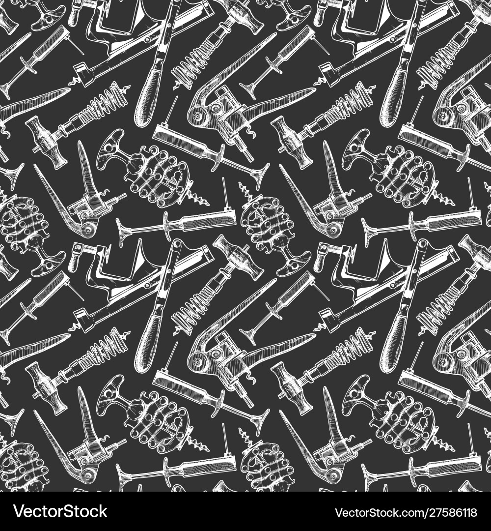 Seamless pattern with different corkscrews Seamless pattern with different corkscrews vector image