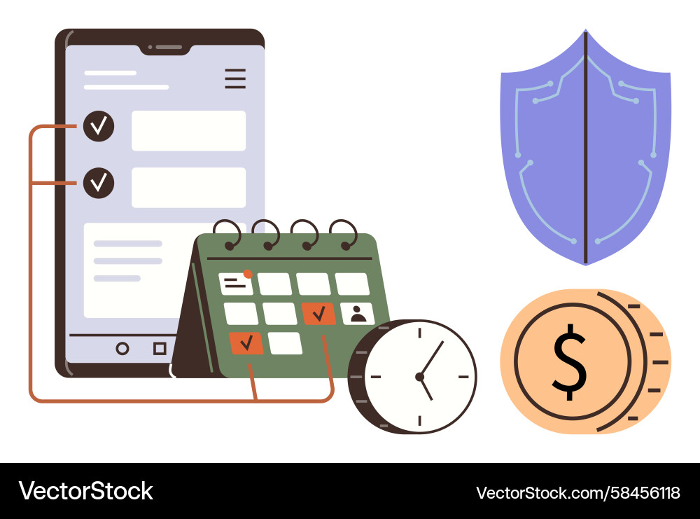 Task Management & Calendar Security Vector Image
