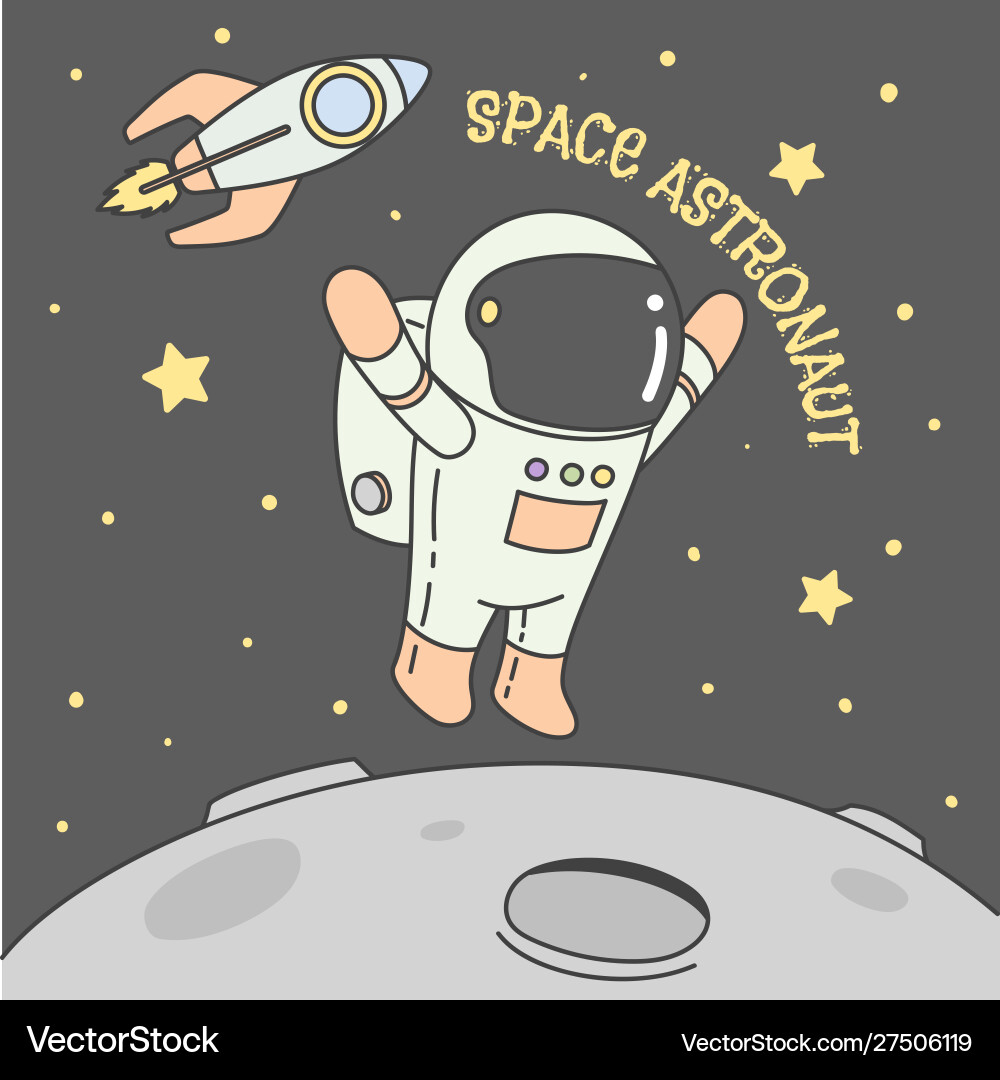 Astronaut and Rocket in Space Vector Image