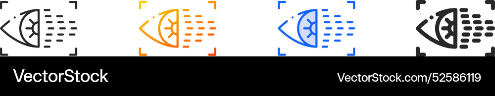 Eye scan iconthin linear gradient blue stroke Vector Image