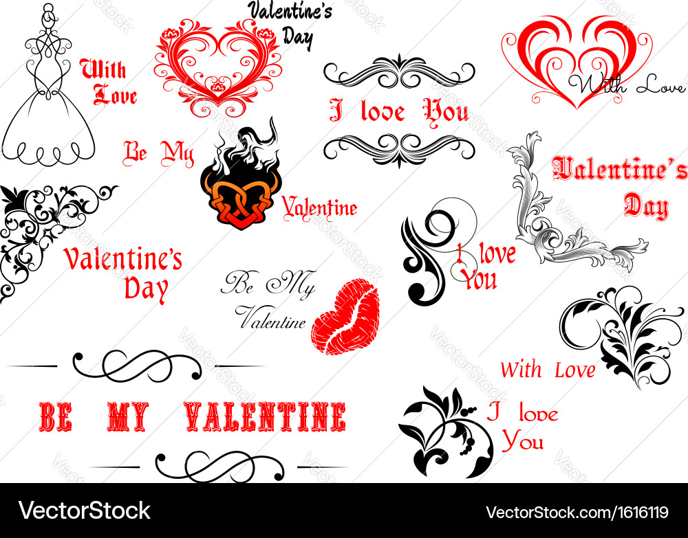 Romantic Valentine's Day Calligraphy Vector Image